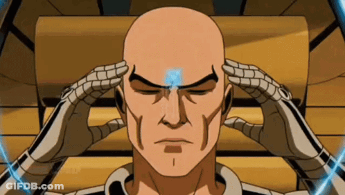 Bald Man Holding Head With Gloved Hands GIF