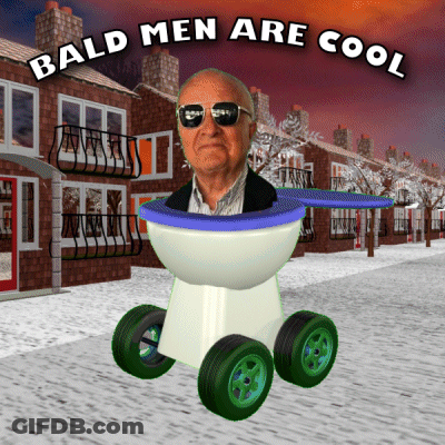 Bald Man In Black Shirt With Tehhankie GIF