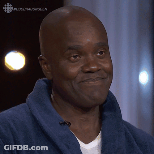 Bald Man In Blue Robe With #Cbcdragonsden GIF