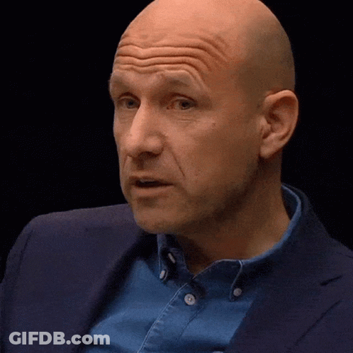 Bald Man In Blue Shirt And Blue Jacket GIF