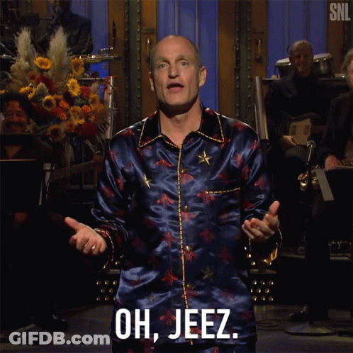 Bald Man In Blue Shirt Saying Oh Jeez GIF