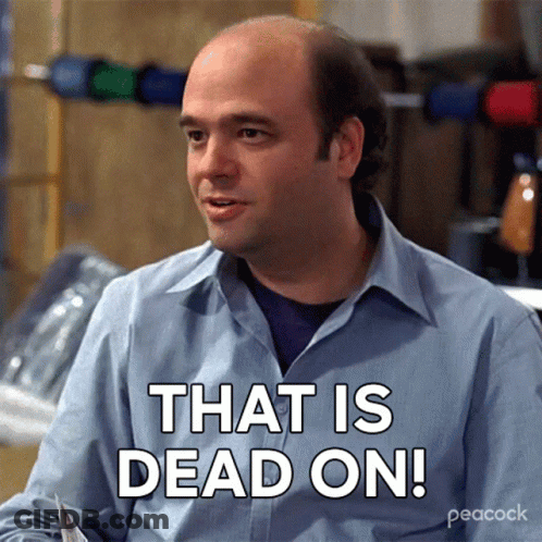 Bald Man In Blue Shirt Saying That Is Dead On GIF