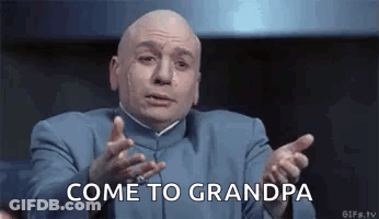 Bald Man In Blue Suit Saying Come To Grandpa GIF
