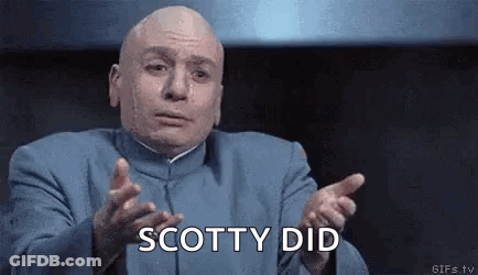 Bald Man In Blue Suit Saying Scotty Did GIF