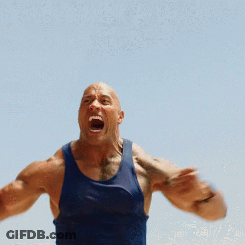 Bald Man In Blue Tank Top Screaming GIF