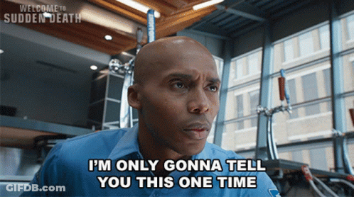 Bald Man In Blue Uniform Says I'm Only Gonna Tell You This One Time GIF