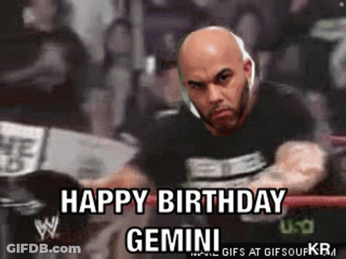 Bald Man In Boxing Ring Happy Birthday Gemini GIF