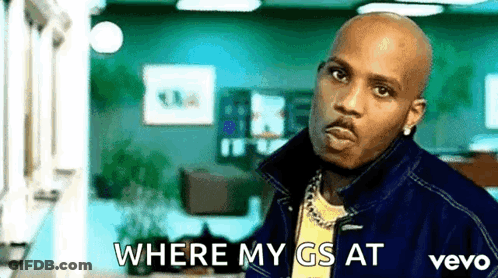 Bald Man In Denim Jacket Saying Where My Gs At Vevo GIF
