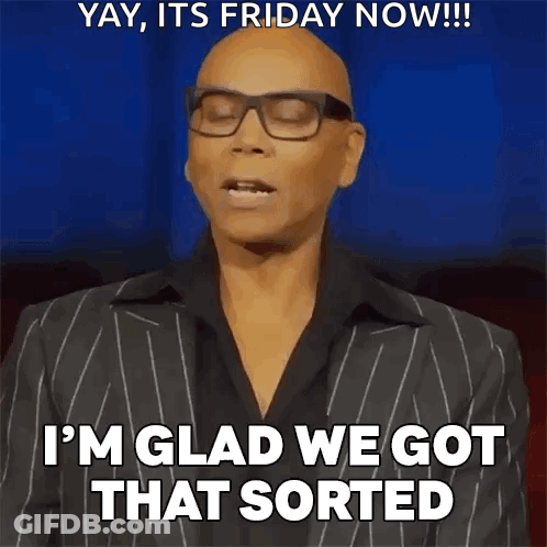Bald Man In Glasses And Suit Saying Yay Its Friday Now GIF