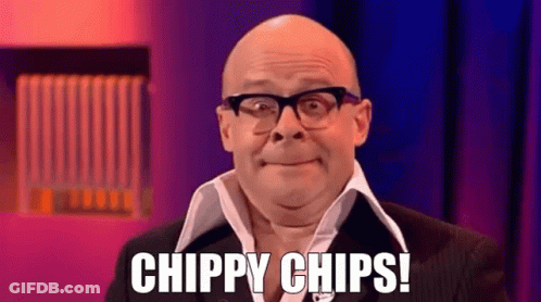 Bald Man In Glasses And Suit Says Chippy Chips GIF