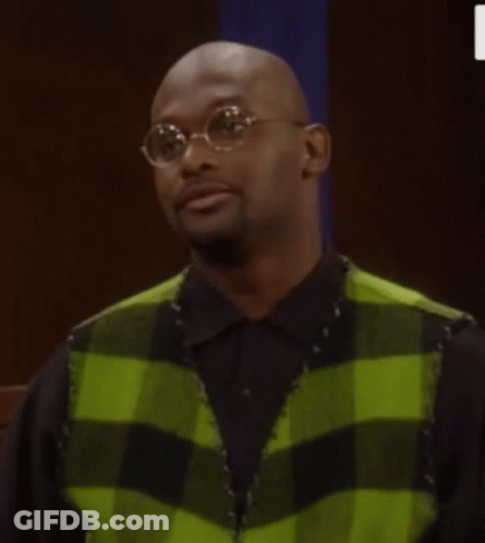 Bald Man In Green And Black Plaid Vest GIF
