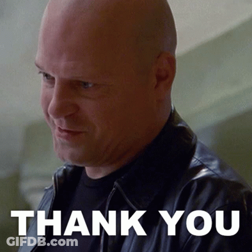Bald Man In Leather Jacket Saying Thank You GIF
