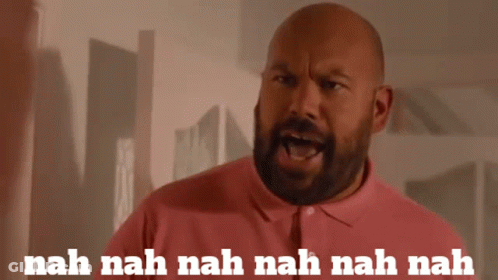 Bald Man In Pink Shirt Saying Nah Nah Nah GIF