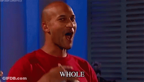 Bald Man In Red Shirt Pointing GIF