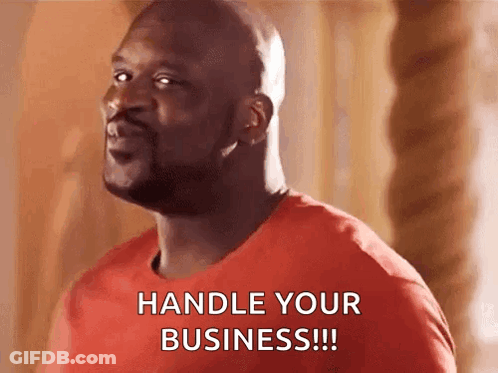 Bald Man In Red Shirt Saying Handle Your Business GIF