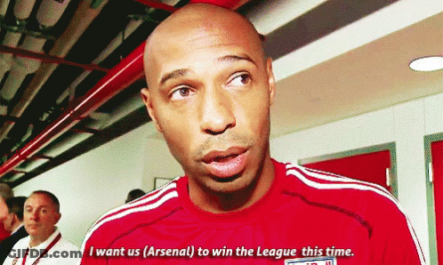 Bald Man In Red Shirt Wants Arsenal To Win League GIF