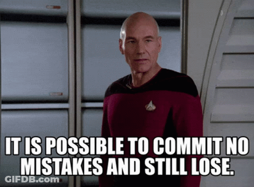 Bald Man In Star Trek Sweater Says It Is Possible To Commit No Mistakes And Still Lose GIF
