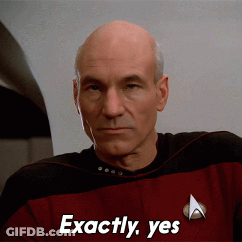 Bald Man In Star Trek Uniform Saying Exactly Yes GIF