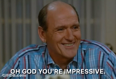 Bald Man In Striped Shirt Saying Oh God Youre Impressive GIF