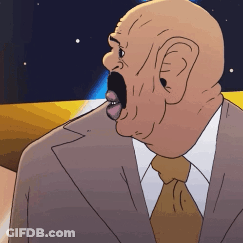 Bald Man In Suit And Tie Screaming GIF