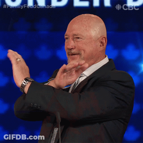 Bald Man In Suit Applauding Family Feud Canada GIF