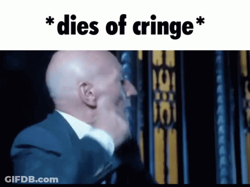 Bald Man In Suit Dies Of Cringe GIF