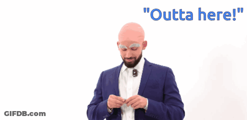 Bald Man In Suit Fake Beard Outta Here GIF