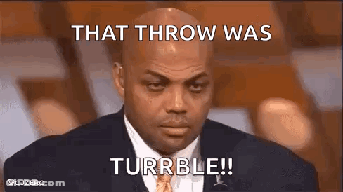 Bald Man In Suit Saying That Throw Was Turrble GIF