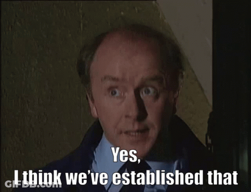 Bald Man In Suit Saying Yes We've Established That GIF