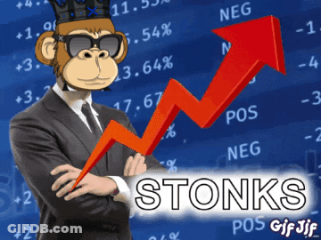 Bald Man In Suit Standing Before Stonks Equilibrium Chart GIF