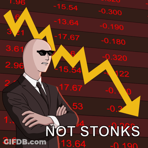 Bald Man In Suit With Stock Chart Saying Not Stonks GIF