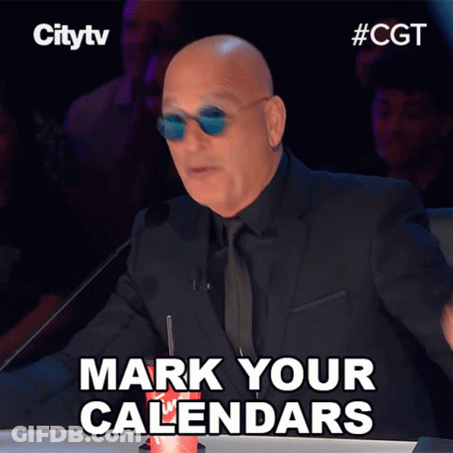 Bald Man In Sunglasses And Black Suit Saying Mark Your Calendars GIF