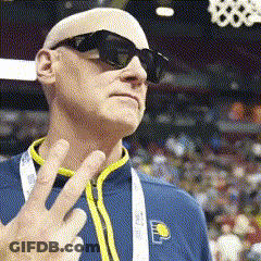 Bald Man In Sunglasses And Blue Jacket With Letter P GIF