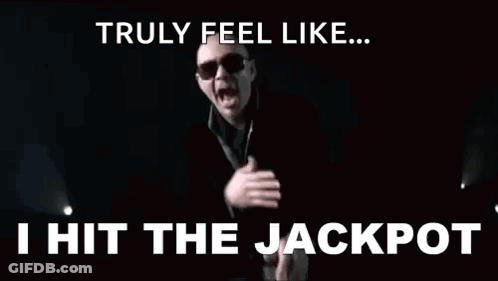 Bald Man In Sunglasses Making Funny Face Saying Truly Feel Like I Hit The Jackpot GIF