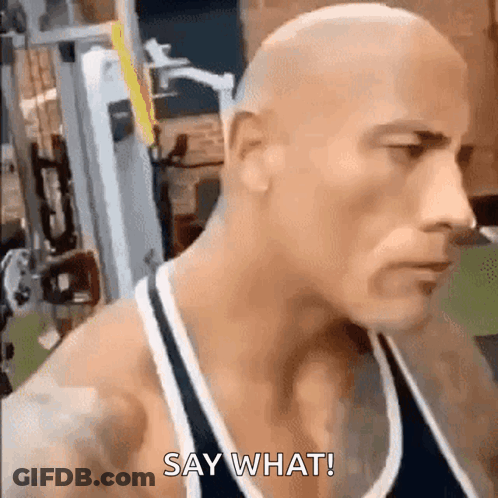 Bald Man In Tank Top Says Say What GIF
