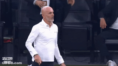 Bald Man In White Shirt Raising Arms Futbol Karim GIF