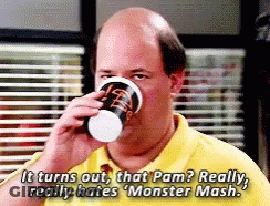 Bald Man In Yellow Shirt Drinking Coffee GIF