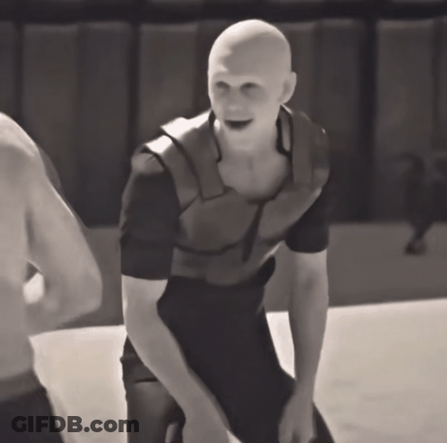 Bald Man Kneeling Down Smiling GIF
