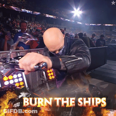 Bald Man Leather Jacket Crowd Burn The Ships GIF