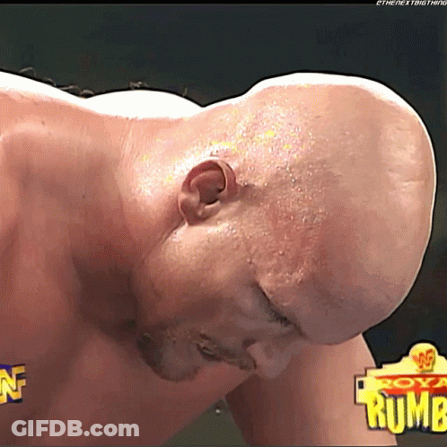 Bald Man Lying In Front Of Royal Rumba Sign GIF