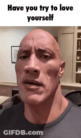 Bald Man Making Funny Face Saying Have You Try To Love Yourself GIF