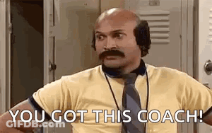 Bald Man Mustache Headphones Tie Says You Got This Coach GIF