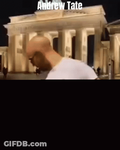Bald Man Running In Front Of Andrew Tate Building GIF