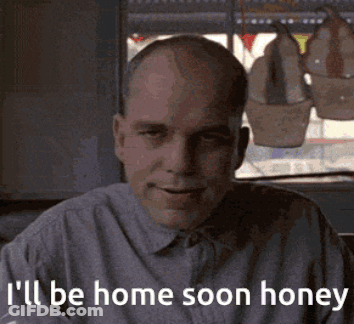 Bald Man Saying I'll Be Home Soon Honey GIF