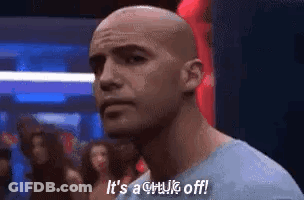 Bald Man Saying It's A Chuck Off In Front Of Crowd GIF