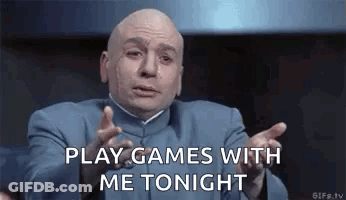 Bald Man Saying Play Games With Me Tonight Funny Face GIF