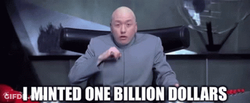 Bald Man Sitting In Chair Saying I Minted One Billion Dollars GIF
