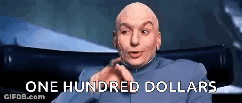 Bald Man Sitting In Chair Saying One Hundred Dollars GIF
