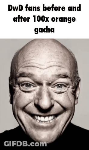Bald Man Smiling Dwd Fans Before And After 100X Orange Gacha GIF