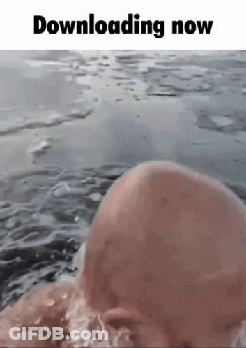 Bald Man Swimming Downloading Now GIF